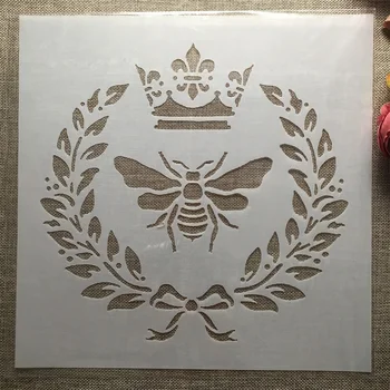 30*30cm корона пчелен венец DIY наслояване шаблони стена живопис скрапбук оцветяване щамповане албум декоративен шаблон