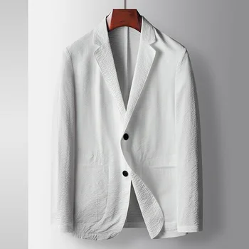 3368-R-Мъжки къс ръкав Персонализиран костюм V-образно деколте бял тънък Персонализиран костюм