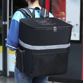 35L Изключително голяма термочувствителна чанта за храна Охладителна чанта Хладилна кутия Свежо съхранение Раница за доставка на храна Изолирана хладна чанта