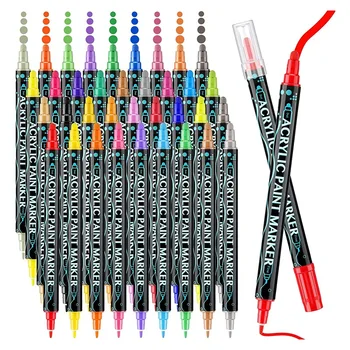 36 цвята акрилна боя маркери фина точка върха боя писалка металик класически цветове писалка за възрастни деца
