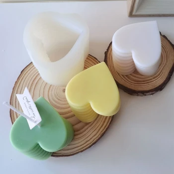 3D въртяща се сърдечна свещ силиконова плесен епоксидна смола мухъл DIY инструменти за декорация Мазилка занаяти Вземане на консумативи незалепващо