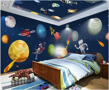 3d фото тапет персонализиран стенопис карикатура вселена галактика космически робот Цялата къща стена домашен декор тапет в хола