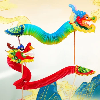 3D хартия дракон занаятчийски материал китайски дракон година DIY ръчно изработена играчка Нова година декорация висящи орнаменти детски подарък семейни игри
