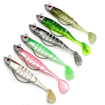 3PCS Fake Lure Jigging Soft Bait Fishing Lures 9/11cm 15.6/23.3g DIY Head Jig Fish T Tail Sea Bass Lure Риболовни принадлежности 6 цвята