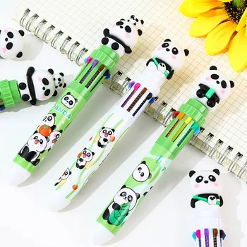 3Pcs/Lot Kawaii Panda 10 цвята химикалки многоцветни сладък панда мечка топка писалка детски училище офис писане рисуване канцеларски материали