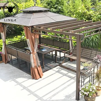 4.3x2m Открит Grape Trellis павилион, алуминиева сплав двор озеленяване, вила градина двор оформление, тераса балкон