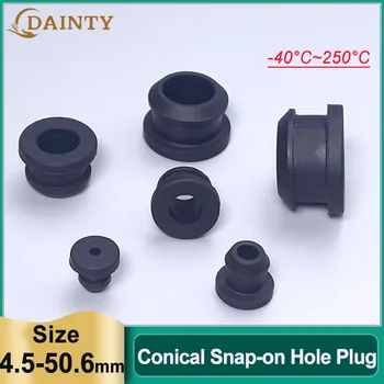  4.5 ~ 50.6mm черен каучук силиконов snap-on чрез отвор щепсели капачки 4.5mm ~ 50.6mm печат запушалка двойна страна втулка уплътнение