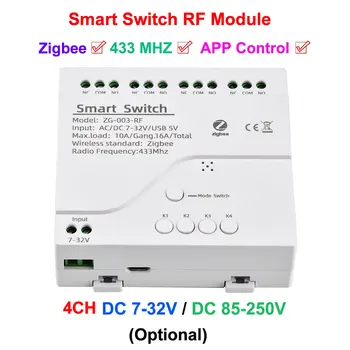 4-канален ZigBee интелигентен превключвател RF модул WiFi дистанционно управление реле