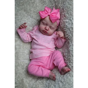 49CM Преродена бебешка кукла Loulou Заспала Мека пухкава тяло Реалистична 3D кожа с видими вени Висококачествена ръчно изработена кукла Bebê Reborn