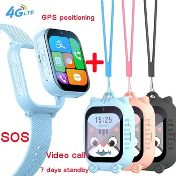 4G Детски смарт часовник GPS + WIFI система за позициониране Видео разговор Sos спешно повикване Брой движения Висящ врат тип Смарт часовник с двойна употреба