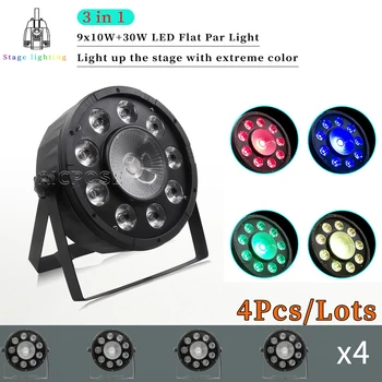 4Pcs/Lots 9x10W+30W LED Par Light RGB 3 в 1 Сценична светлина DMX контрол за DJ парти дансинг дискотека сценично осветление