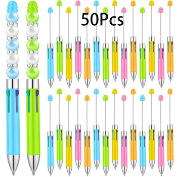 50Pcs 4 в 1 цветни пластмасови химикалки топчета химикалка DIY писалки формован писалки за деца студенти подарък офис училищни пособия