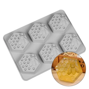 6 Кухина пчелна пита силиконови ръчно изработени сапун мухъл за свещ лед куб бисквитки шоколад десерт фондан bakeware декоративни инструменти