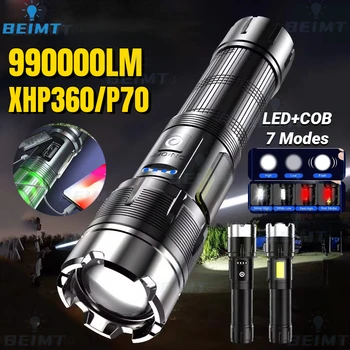 6000000LM супер висока мощност LED фенери акумулаторна тактическа лампа за риболов на факел 7 режима на осветление Къмпинг аварийни светлини