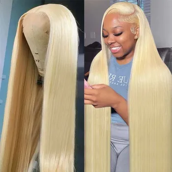613 мед блондинка цвят дантела фронт човешка коса перуки за жени прозрачен бразилски прав 13x4 дантела фронтална човешка коса перука 180%