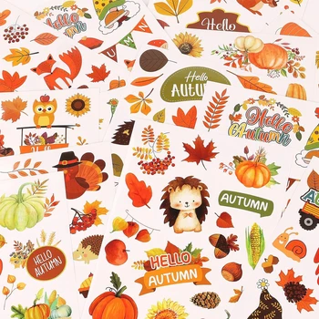 8 листа есен есен тема стикери пакет за Scrapbook, дневник, бележник, телефон, лаптоп DIY занаятчийски декорация