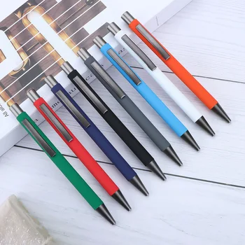8Pcs Push Action Бизнес метална химикалка многоцветна неутрална