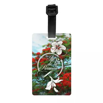 974 остров Реюнион пищен хибискус багаж етикет защита на личните данни цветя модел багаж тагове пътуване чанта етикети куфар