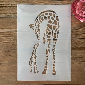 A4 29см жираф майка и бебе DIY наслояване шаблони стена живопис скрапбук оцветяване щамповане албум декоративен шаблон