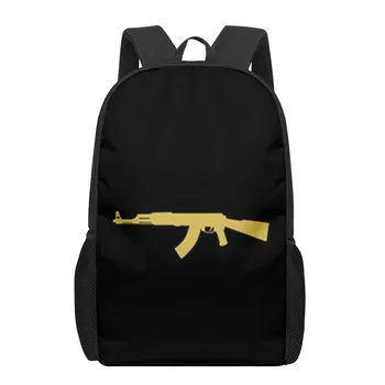 AK47 пистолет BUllets печат училище раница за момчета момичета тийнейджър детска книга чанта случайни чанти рамо 16Inch пътуване раница