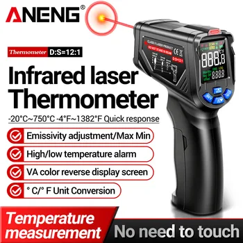  ANENG TH06 инфрачервен температурен пистолет VA обратен екран термометър 0.1 ~ 1.00 регулируем индустриален детектор сензор инструмент