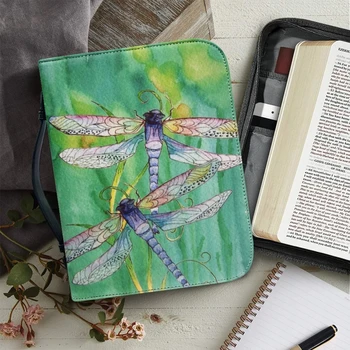Animal Dragonfly прост печат жените Библията корица случай практически цип дръжка чанта защита проучване книга Светия чанта съхранение чанта