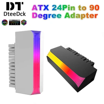 ATX 24Pin 90 градуса захранващ адаптер Универсален ARGB дънна платка захранващ кабелен конектор Модулен DIY монтажен аксесоар