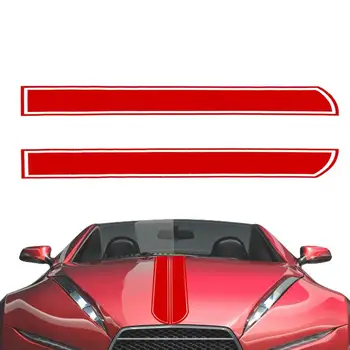 Auto състезателни ивици Стикери Устойчиви на атмосферни влияния стикери за качулка на автомобил Ивици в ярки цветове Аксесоари за капака на двигателя за офроуд автомобил