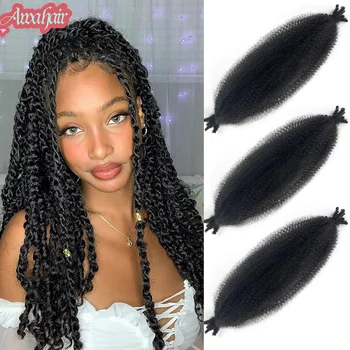 Awahair Springy Afro Twist Hair Kinky Twist Плетене на коса Предварително разделени плитки за пеперуда Locs Кубинска прическа Плетене на една кука коса