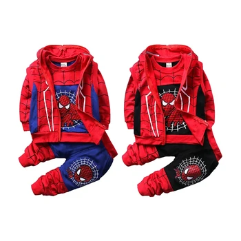 Baby Boys Spiderman дълъг ръкав + жилетка + панталони комплекти дрехи пролет есен деца карикатура косплей костюм деца анцузи облекло