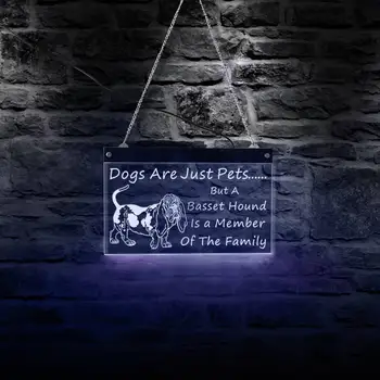 Basset Hound Dog е член на семейството Електрически LED неонов знак подарък за куче любовник кученце зоомагазин стена изкуство декор дисплей знак
