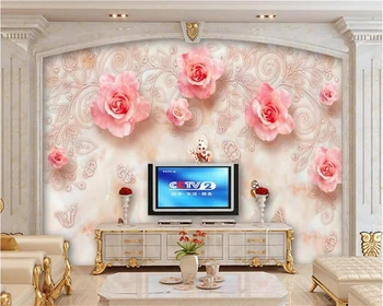 Beibehang 3D тапети Европейска мода мрамор релеф роза 3D TV фон хол спалня стенопис тапет за стени 3 d