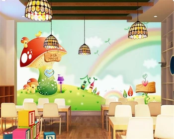 Beibehang Персонализиран тапет Dreaming Rainbow гъби детска стая фон карикатура детска стая фон стенопис 3d тапет