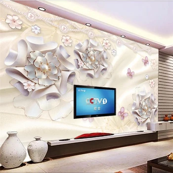 beibehang Персонализирана мода декоративна живопис 3d луксозни розови бижута цвете пеперуда TV фон стена хартия 3d papel de parede