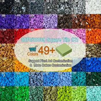 Bulk Купи Tile1x1 пиксел изкуство ремикс живопис 49+ цвята градивен блок MOC части тухла мозайка производител DIY играчки 3070/30039 3400pcs/лот
