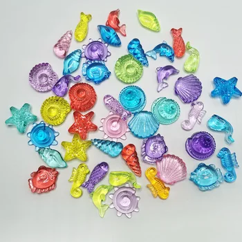 Camal 20PCS Цветни акрилни черупки Starfish раковина форма детски играчки камък увеселителен парк игра парчета за настолни игри аксесоари