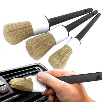 Car Detailing Brush Set 3pcs Soft Bristle Car Interior Exterior Cleaning Brush Multi-Purpose Auto AC Dash Dust Remove Duster