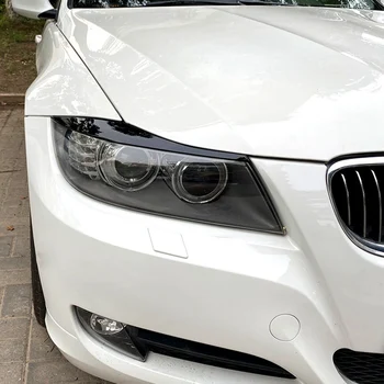 Car Glossy черни фарове вежди клепачи капак мигли главата светлина стикери за BMW 3 серия E90 E91 320I 330I 05-12