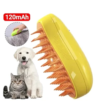 Cat & Dog Grooming Comb with Electric Spray Water Spray Soft Silicone Depilation Brush Kitten Pet Bath Brush Grooming Supplies