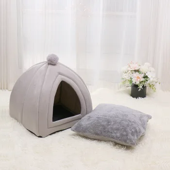 Cat House Полузатворено удобно легло за домашни любимци Недеформируемо гнездо за кученца Меки аксесоари за домашни любимци