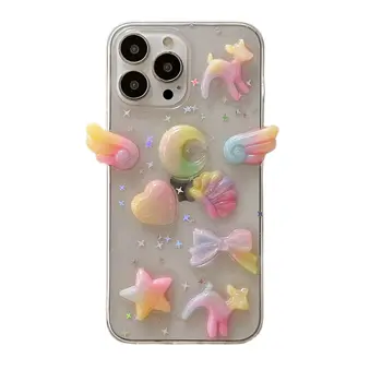 Chic Rainbow Angle Wings Star & Deer TPU калъф за iPhone 13 Pro Max Back Phone Cover за 12 11 Pro Max X XS Max XR Back Capa
