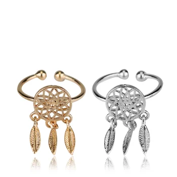 Creative Dreamcatcher Open Ring Alloy Fashion Trend Personality Tassel Classic Jewelry Gold Silver Color Регулируем пръстен
