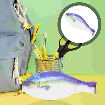 Creative молив чанта риба форма писалка контейнер симулация риба форма чанта молив притежателя