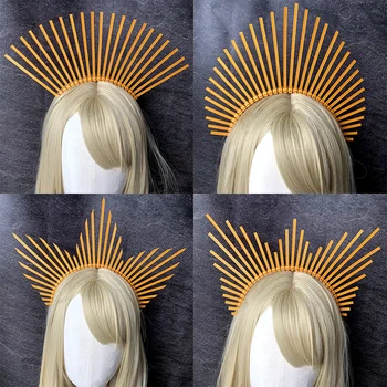 Crown лента за глава Златен ореол аксесоари за коса Halo богиня корона сватбено парти шапки Хелоуин костюм звезда