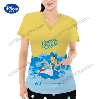 Disney Pocket V-образно деколте японска Y2k T тениска за жени Летни блузи за жени 2023 Естетични дамски блузи Traf 2023 Жена Yk2