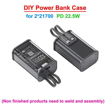 DIY Power Bank 21700 Кутия за зарядно устройство за батерии 22.5W PD Бързо зареждане 10000mAh Box