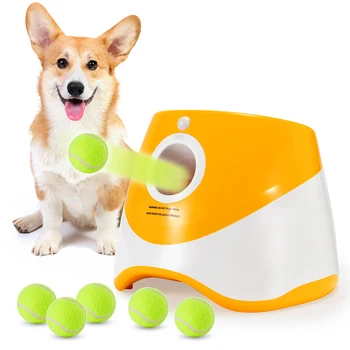 Dog Pet Toys Dog Tennis Launcher Автоматично устройство за хвърляне на топка за домашни любимци 3/6/9m Раздел Емисии с 3 топки Обучение на кучета