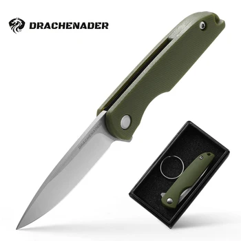 DRACHENADER Сгъваем нож, джобно ножче, преносими малки мини джобни ножове, външен нож за ключове Edc зелен, Abs дръжка материал