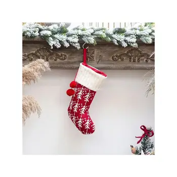 Dropship плетени коледни чорапи Коледно дърво висящи бонбони подарък чанта фестивал празник