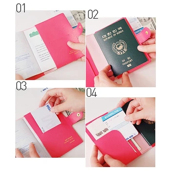 E74B Travel Bowknot Passport Card Protector Cover PU Кожен държач Портфейл Нов